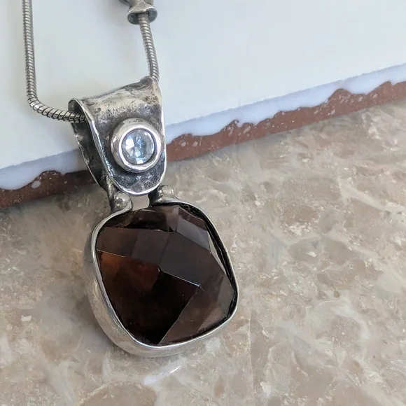 Silpata Smoky Topaz And Sterling Silver Necklace - Picture 4 of 10